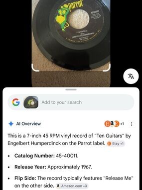 Parrot Black Vinyl Single with Yellow and Green Parrot Label